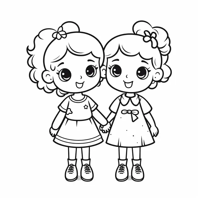 2 Girls Coloring Pages 1
