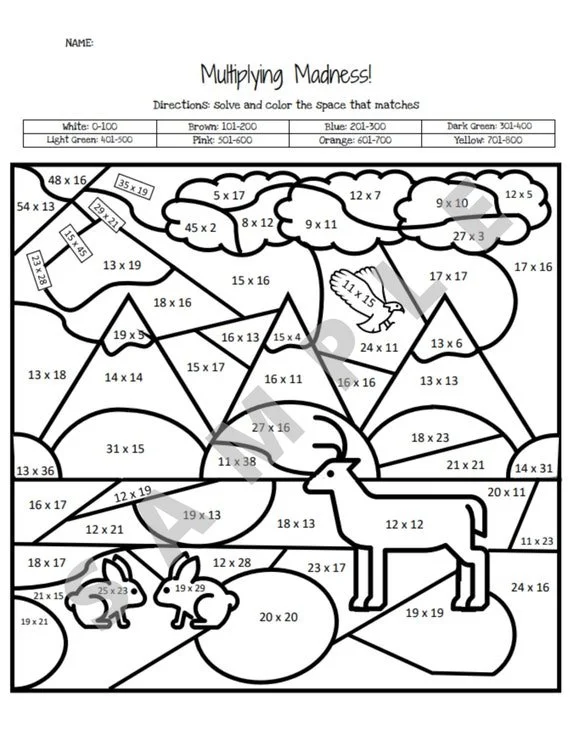Matematica do 5 ano Para Colorir 2