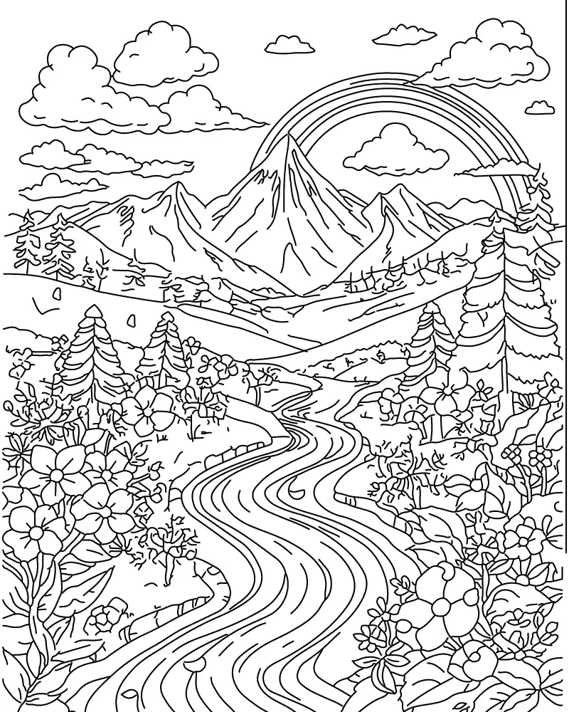 Ausmalbilder für Erwachsene Landschaft 1