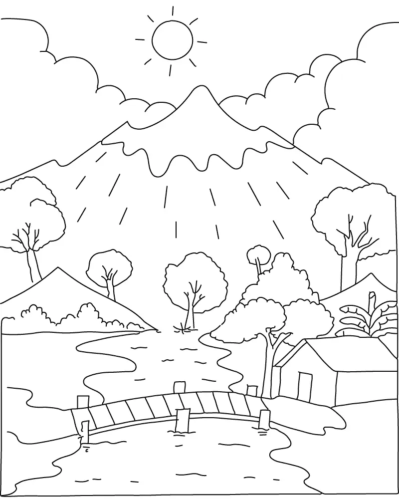 Ausmalbilder für Erwachsene Landschaft 10