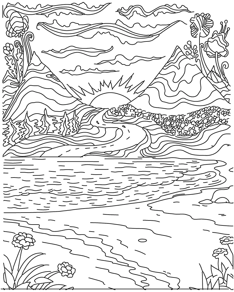Ausmalbilder für Erwachsene Landschaft 14