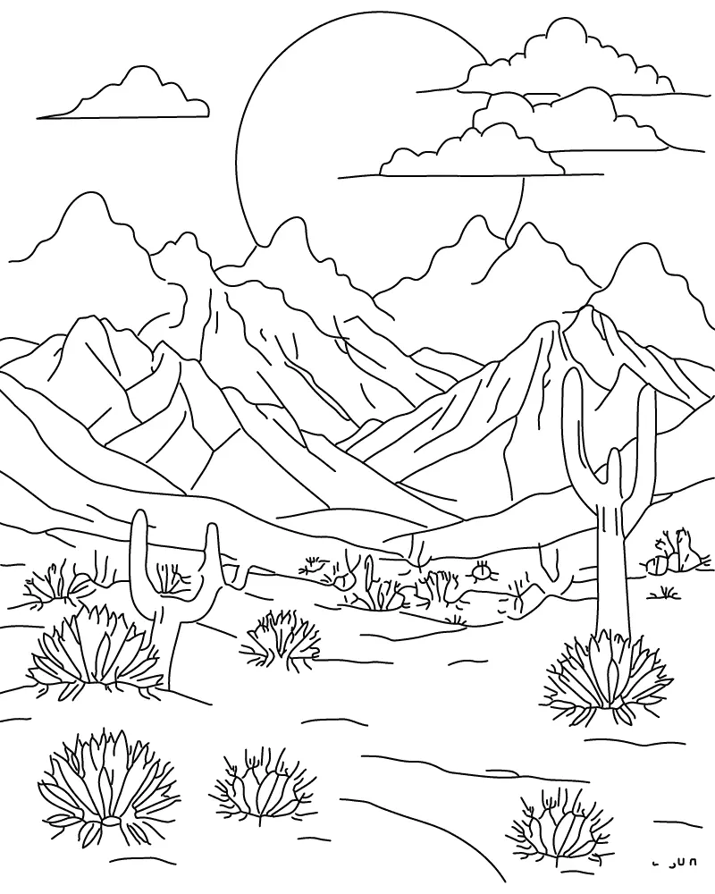 Ausmalbilder für Erwachsene Landschaft 17