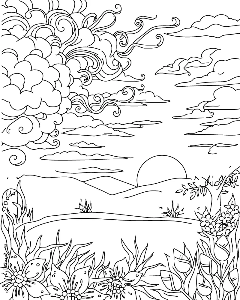 Ausmalbilder für Erwachsene Landschaft 2