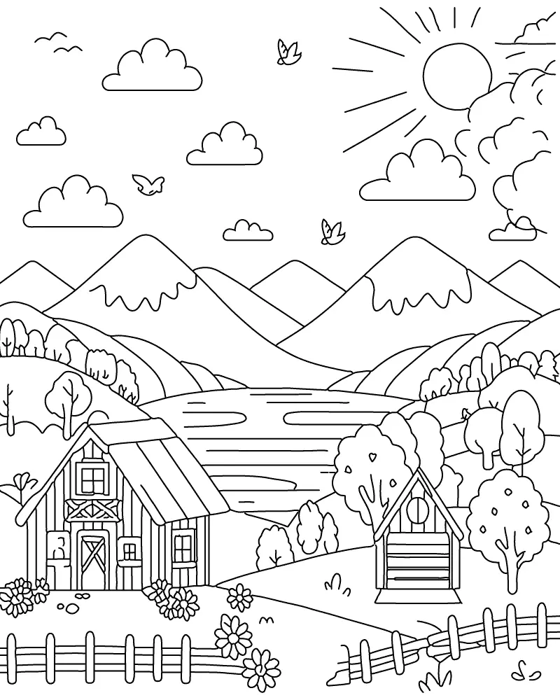 Ausmalbilder für Erwachsene Landschaft 3