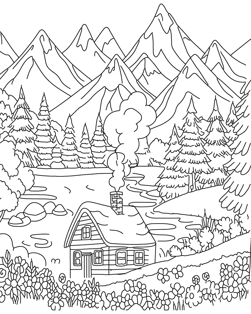 Ausmalbilder für Erwachsene Landschaft 4