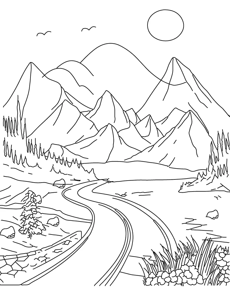 Ausmalbilder für Erwachsene Landschaft 5