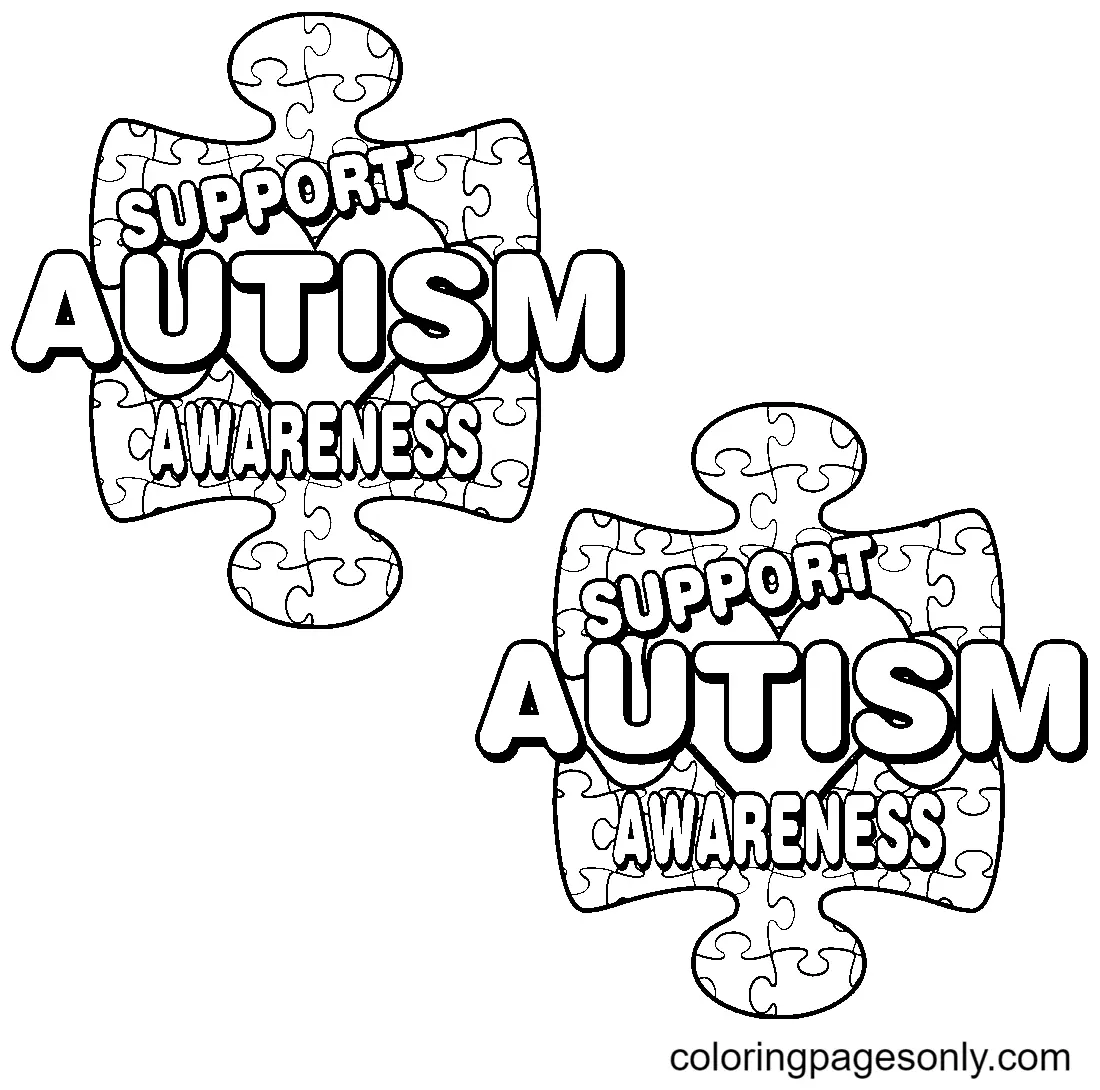 Desenhos de Paginas de Conscientizacao Sobre O Autismo Para Colorir 90
