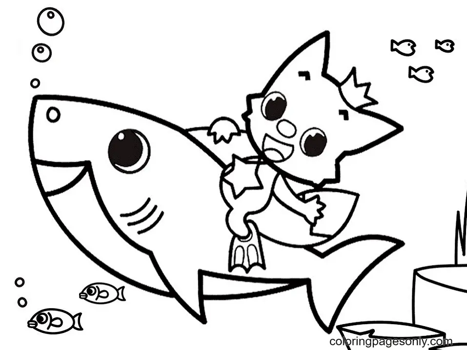 Baby Shark Para Colorear 10