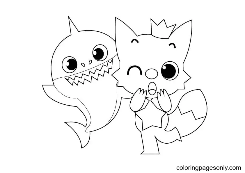 Baby Shark Para Colorear 11