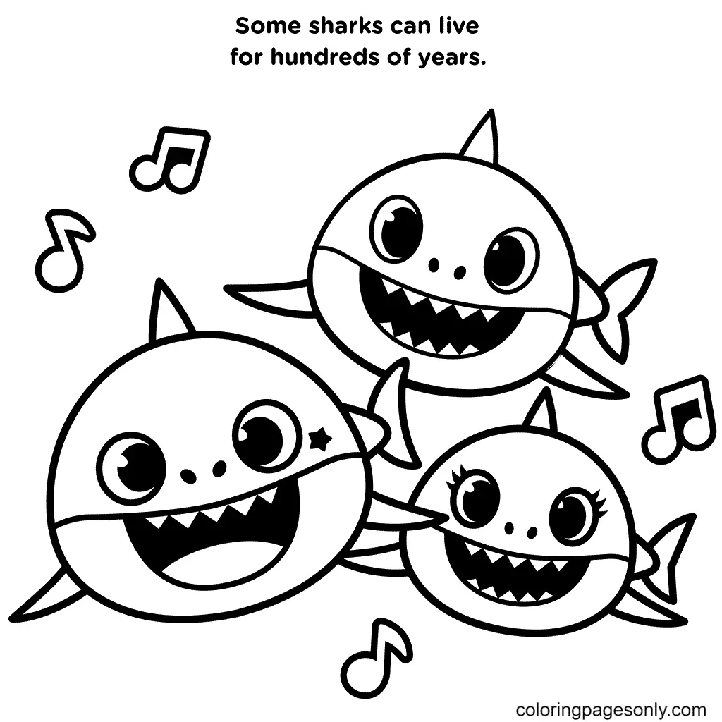 Baby Shark Para Colorear 12