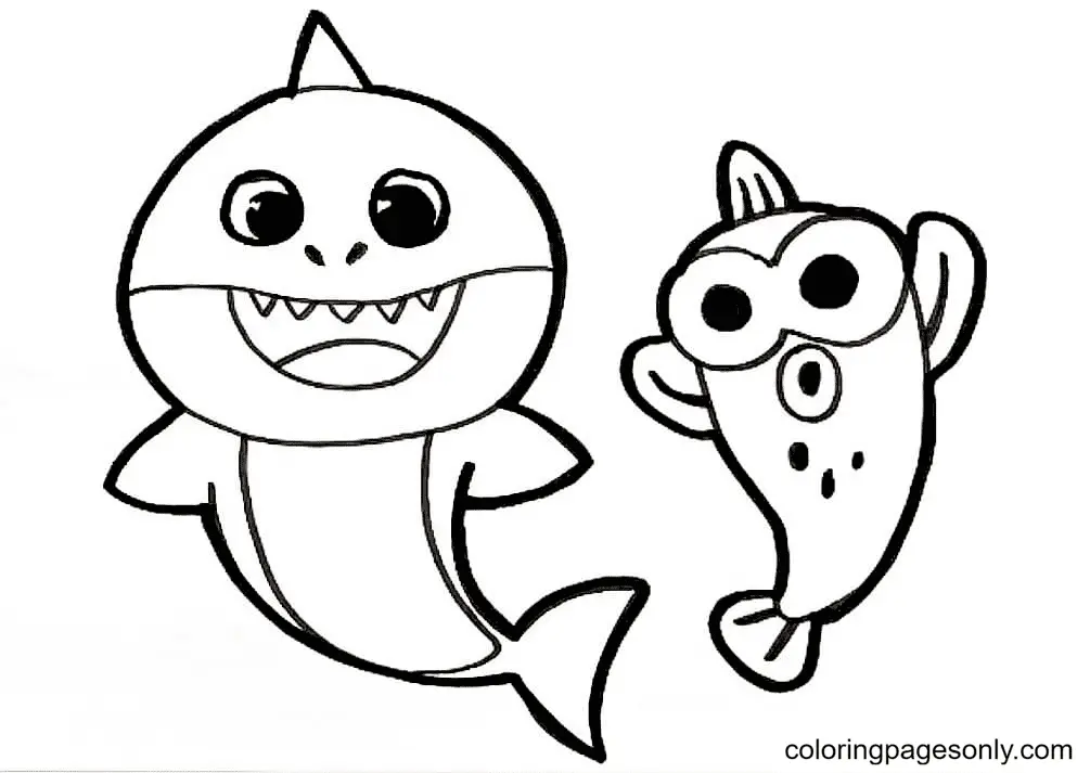Baby Shark Para Colorear 5