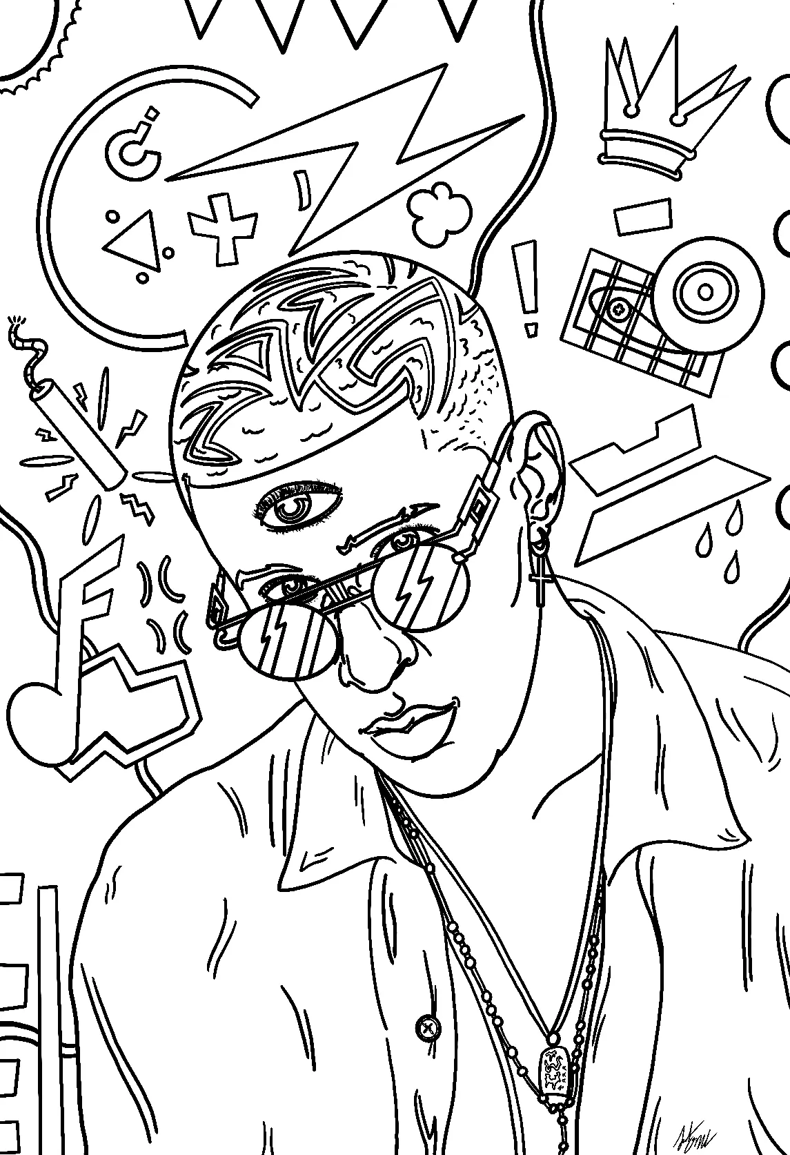 Bad Bunny Coloring Pages 7