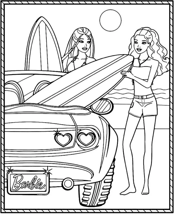 Barbie Coche Para Colorear 8
