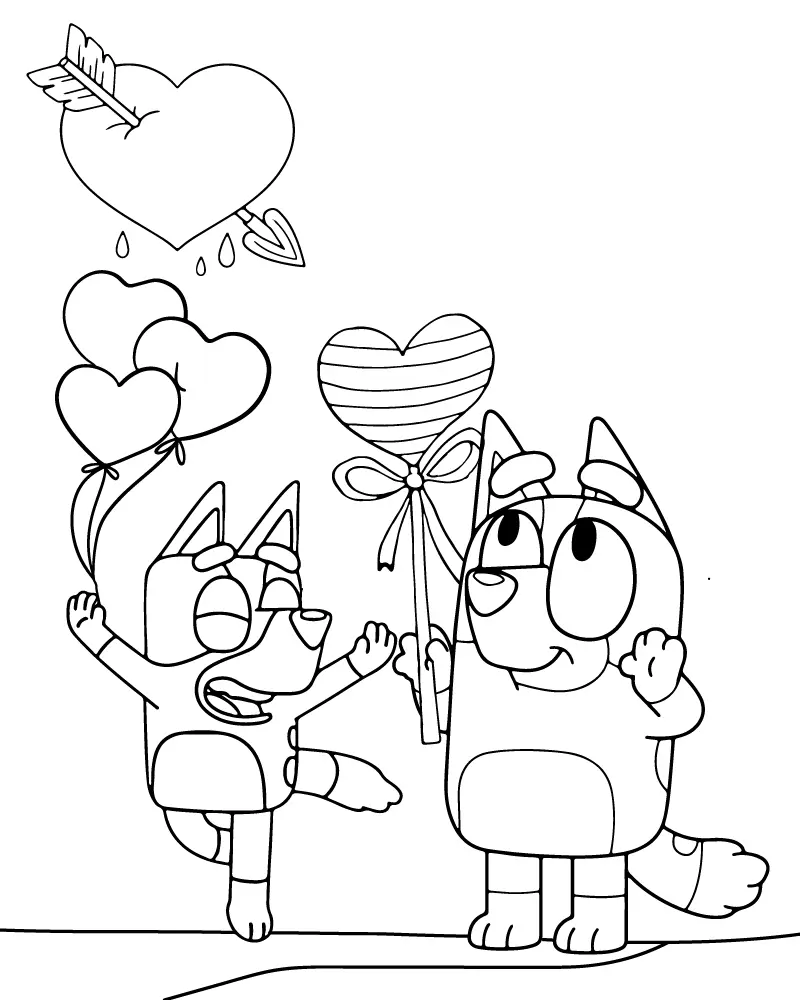 Bluey Valentines Coloring Pages 15