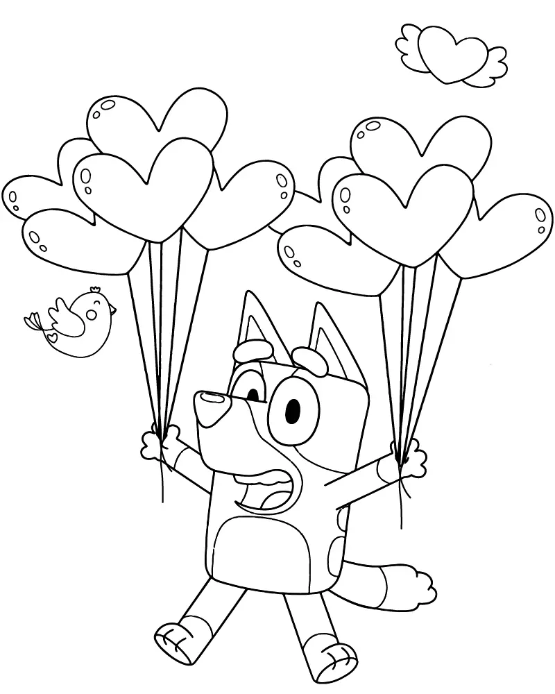 San Valentin de Bluey Para Colorear