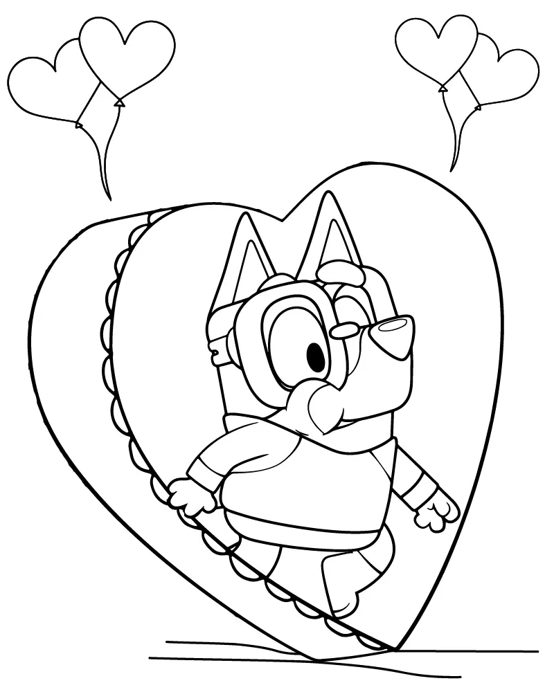 Bluey Valentines Coloring Pages 3