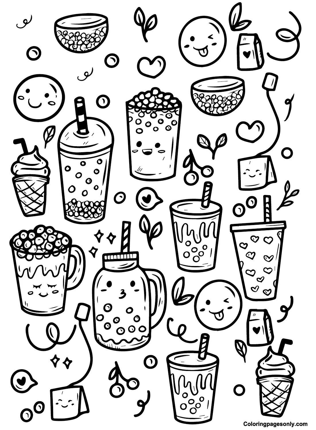 Boba Tea Coloring Pages 3