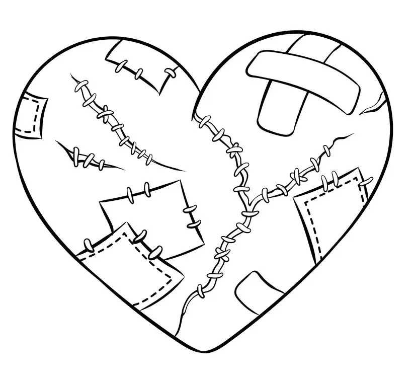 Broken Hearts Coloring Pages 1