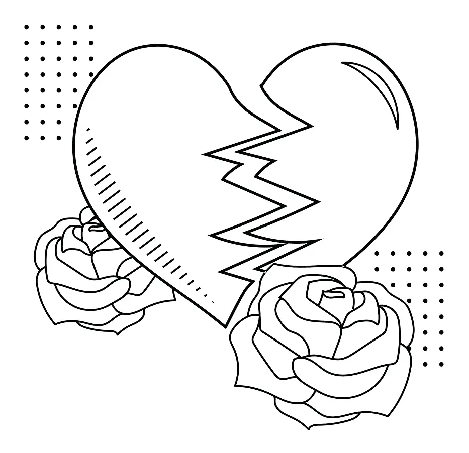 Broken Hearts Coloring Pages 4