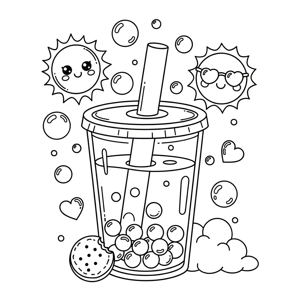 Bubble Tea Ausmalbilder 1