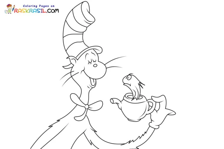 El Gato En El Sombrero Para Colorear 1