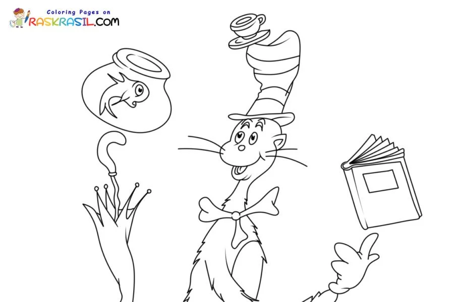 El Gato En El Sombrero Para Colorear 2