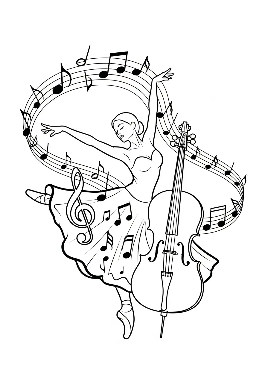 Cello Coloring pages 1