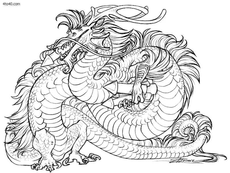 Ausmalbilder zum Chinesischen Neujahr Drache 8