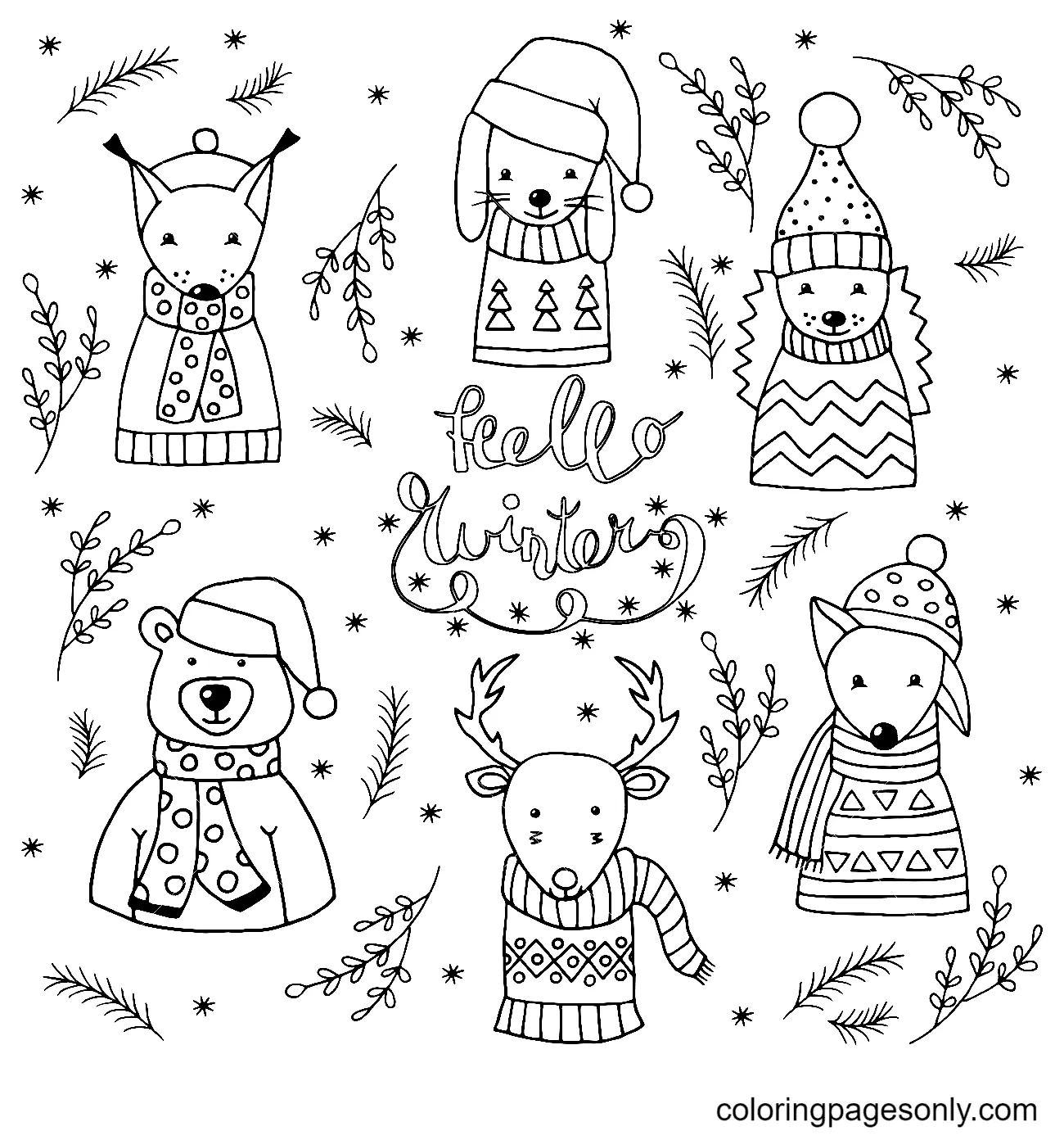 Christmas Animals Coloring Pages 19