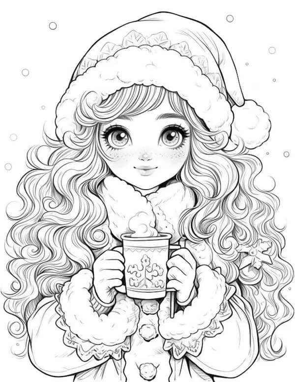 Christmas Anime Coloring Pages 1