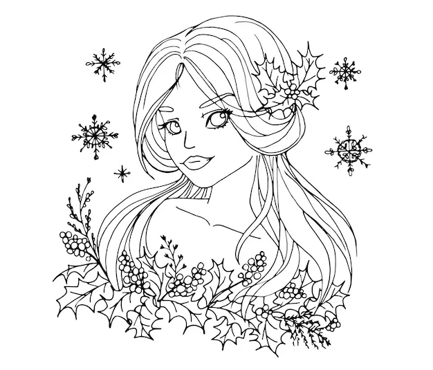 Christmas Anime Coloring Pages 15