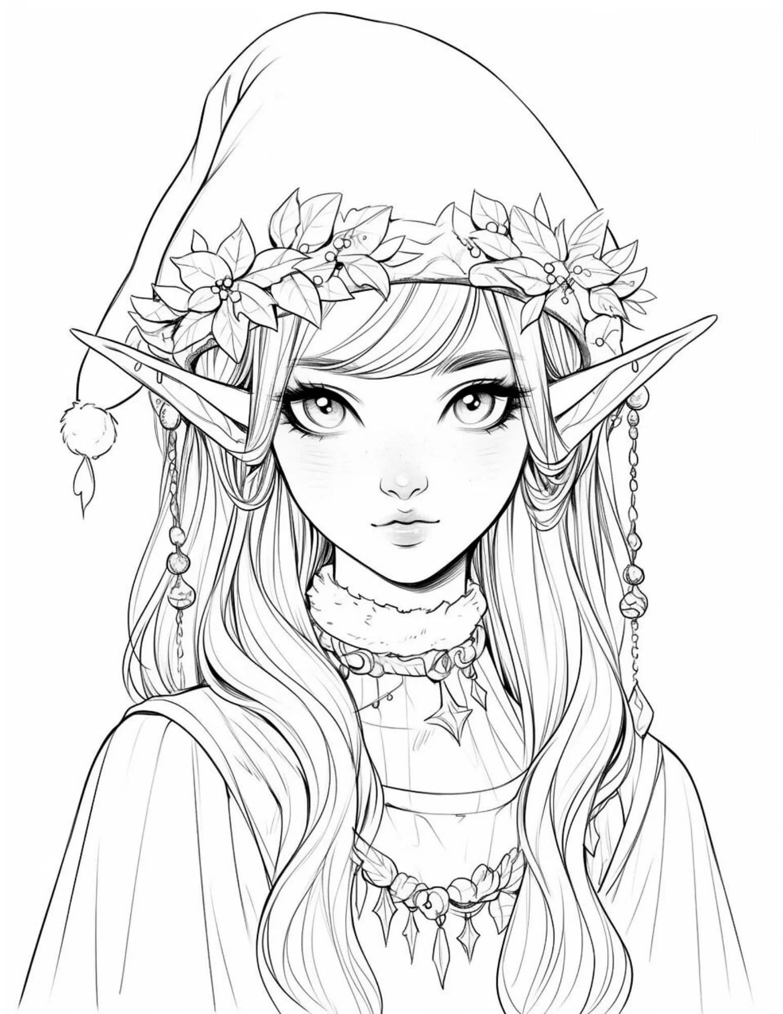Christmas Anime Coloring Pages 2