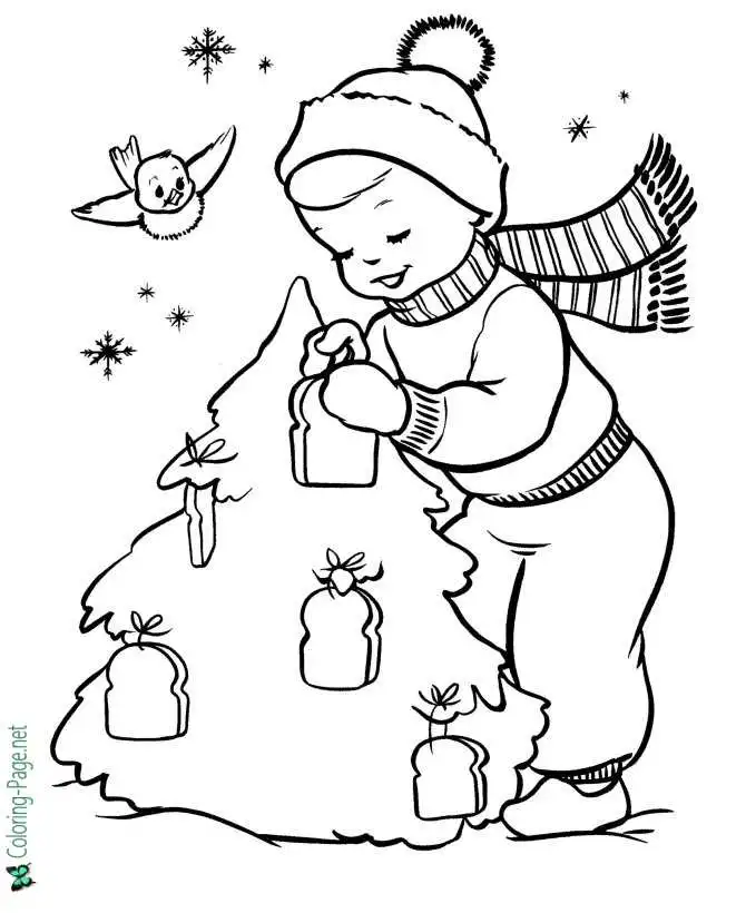 Pjaros de Navidad Pginas para colorear