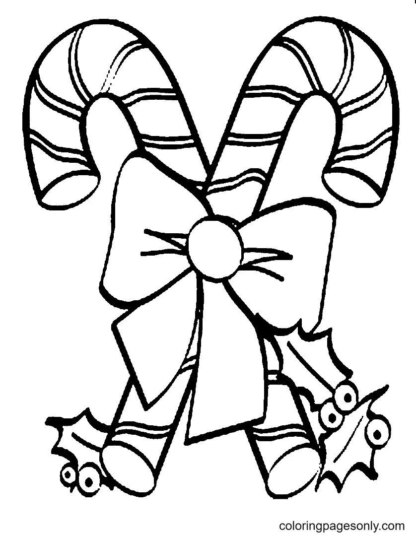 Christmas Candy Cane Coloring Pages 2