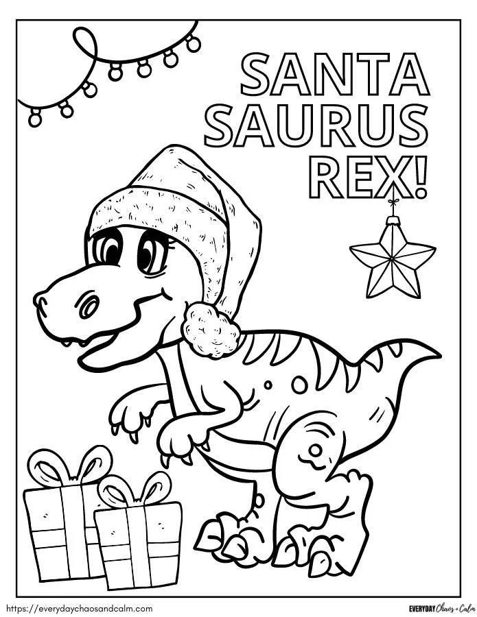 Dinosaurios Navidenos Para Colorear 1