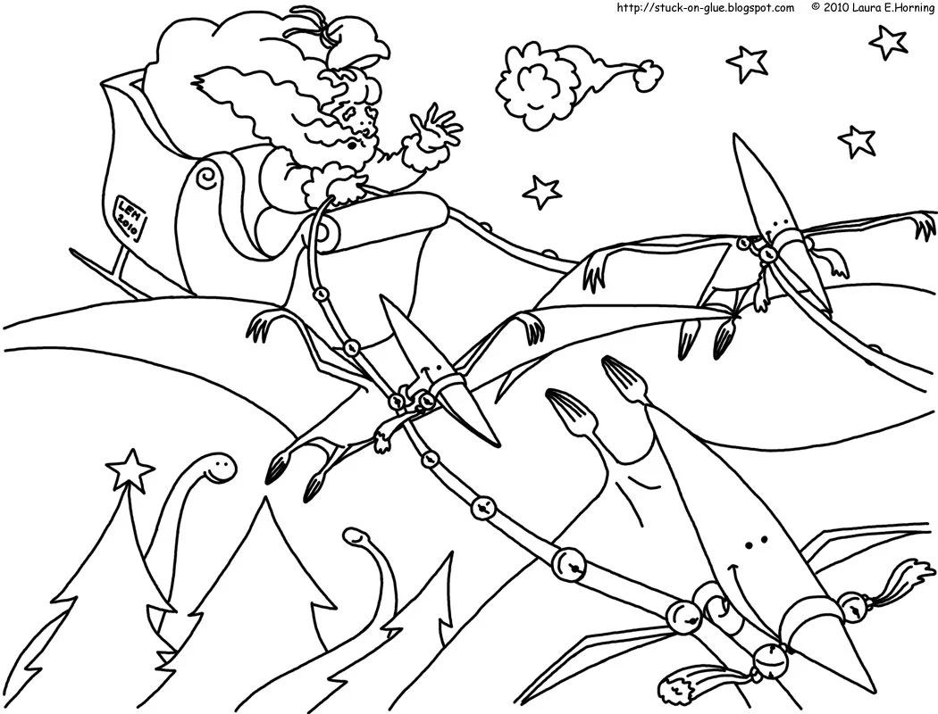 Dinosaurios Navidenos Para Colorear 14