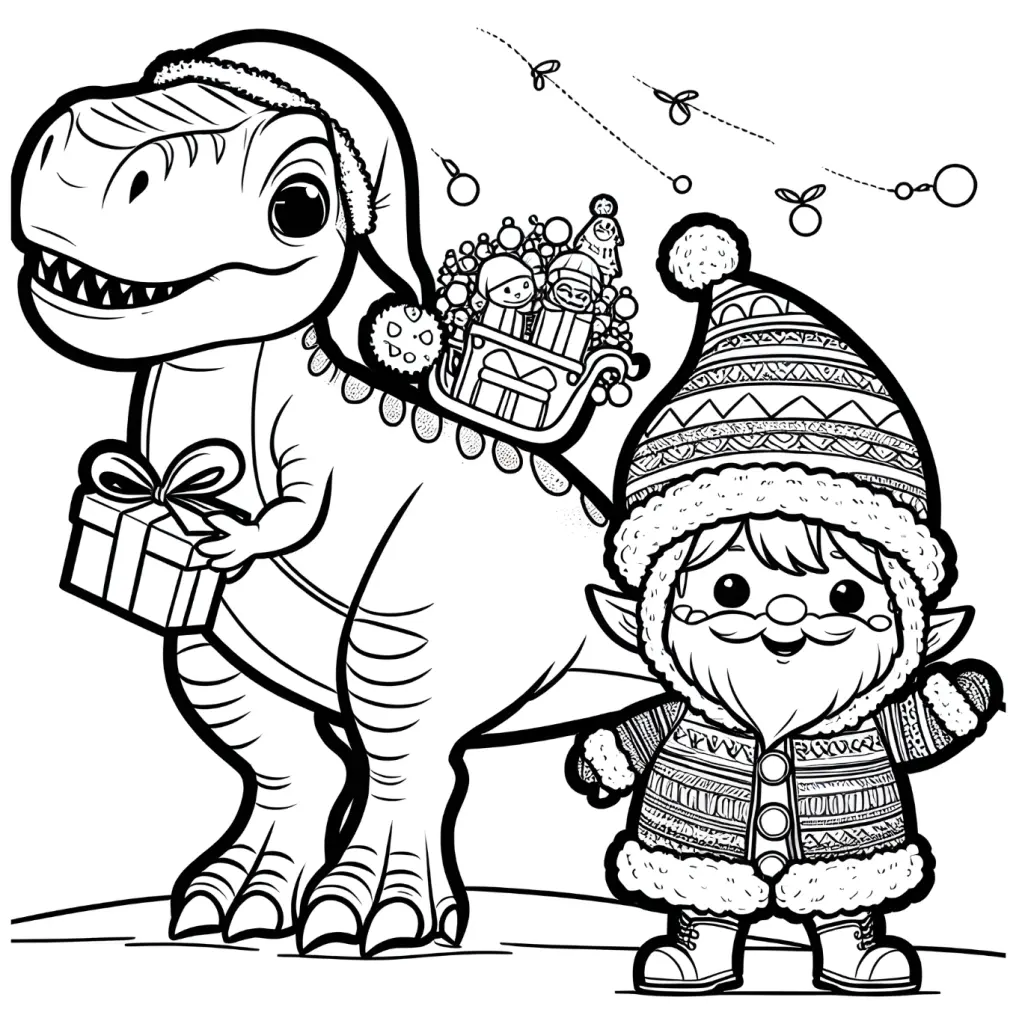 Dinosaurios Navidenos Para Colorear 18