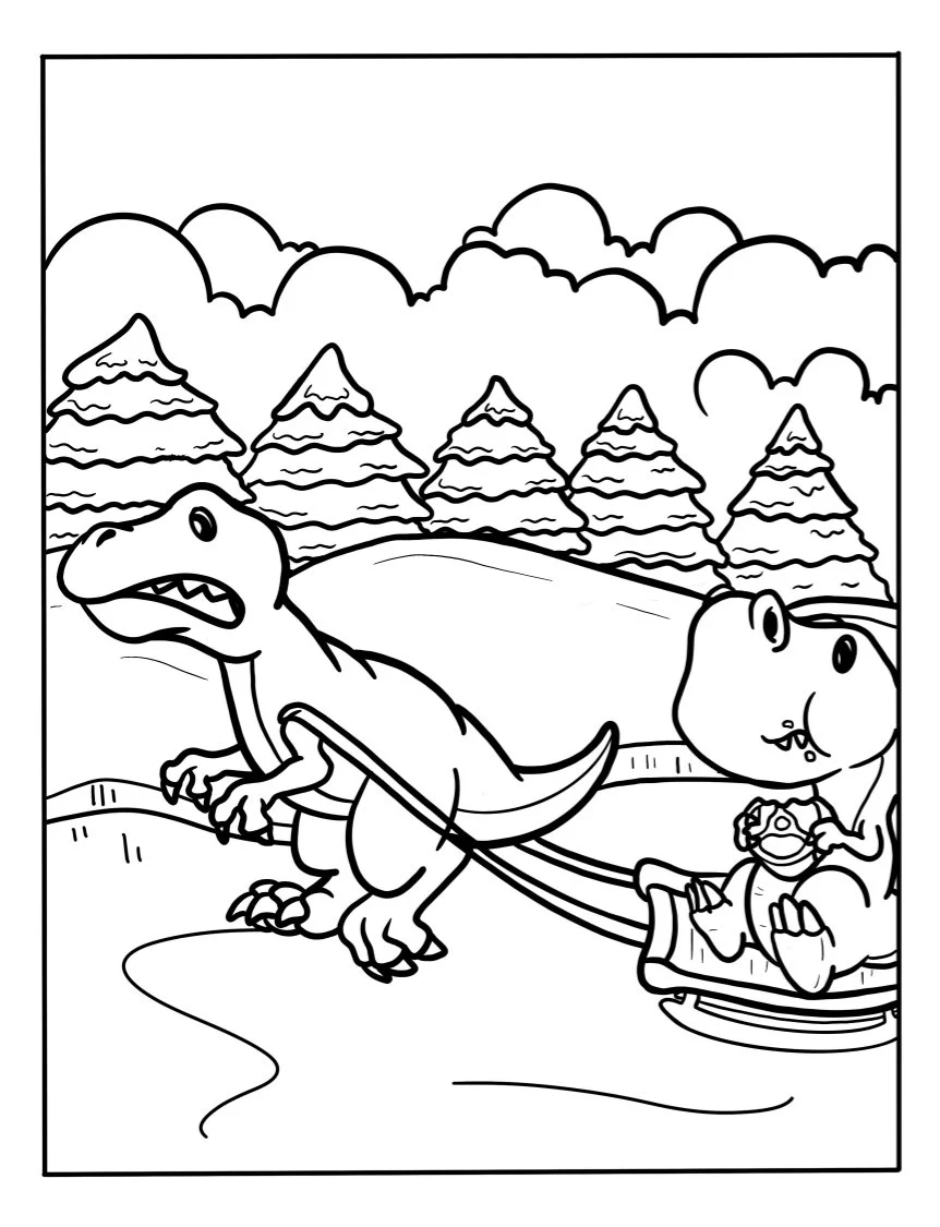Dinosaurios Navidenos Para Colorear 19