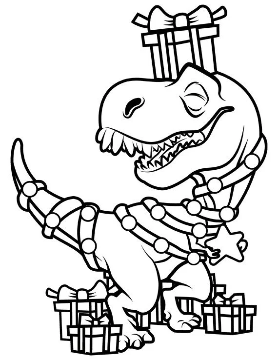 Dinosaurios Navidenos Para Colorear 3