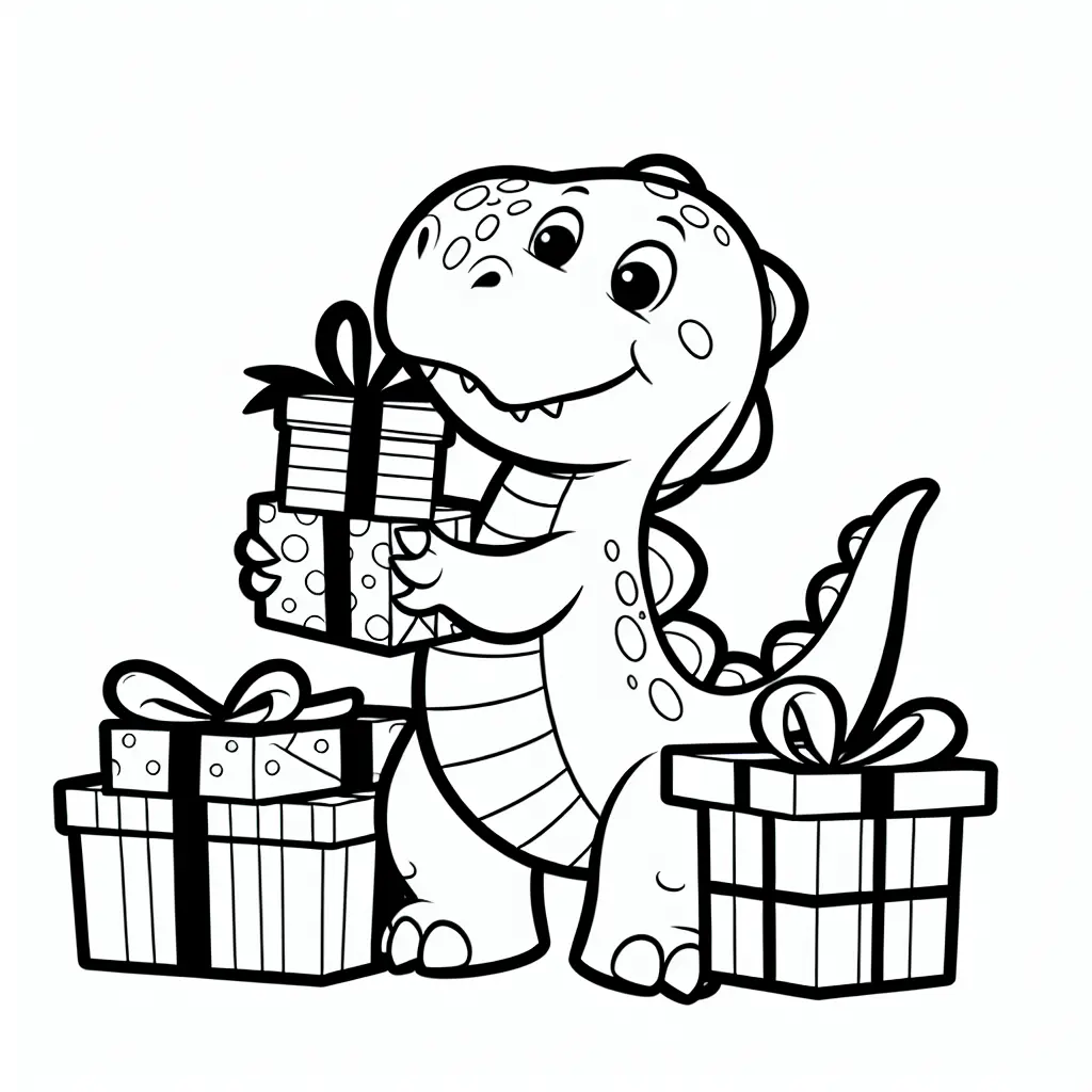 Dinosaurios Navidenos Para Colorear 5