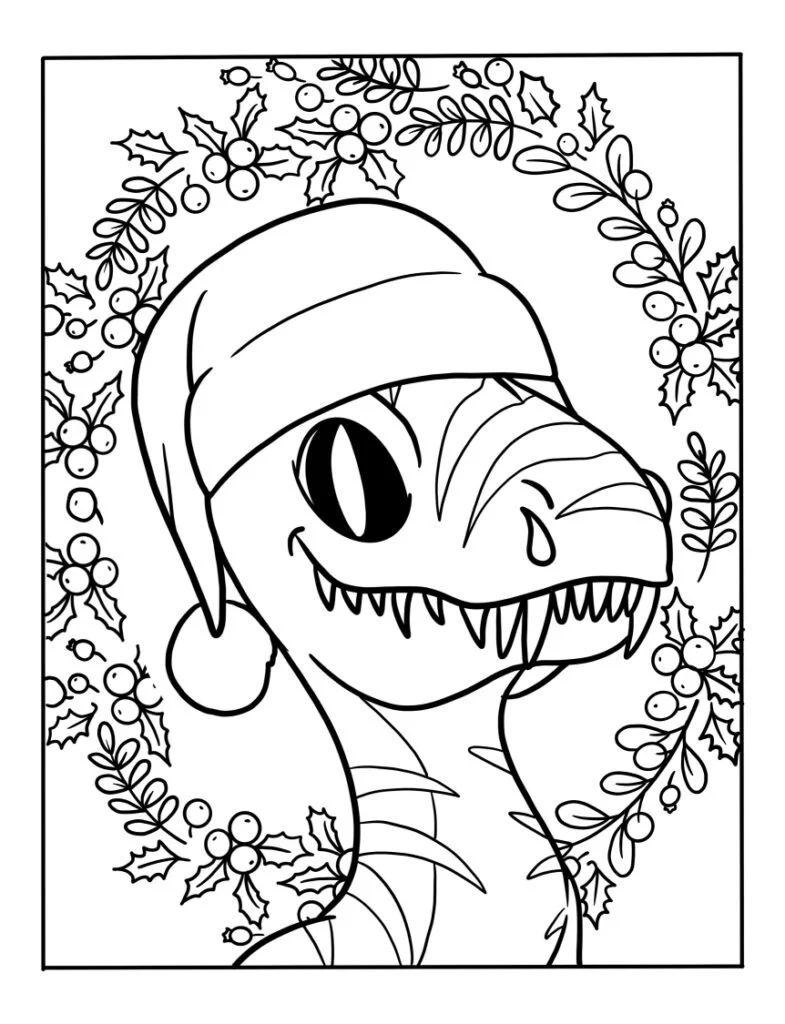 Dinosaurios Navidenos Para Colorear 8