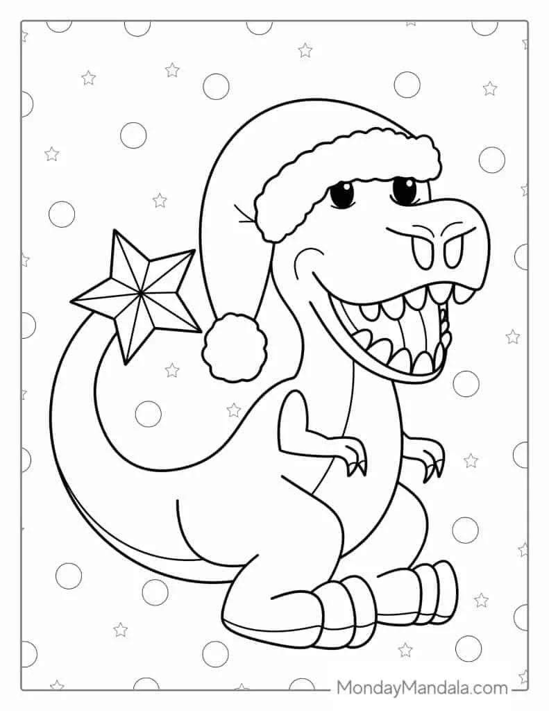 Dinosaurios Navidenos Para Colorear 9