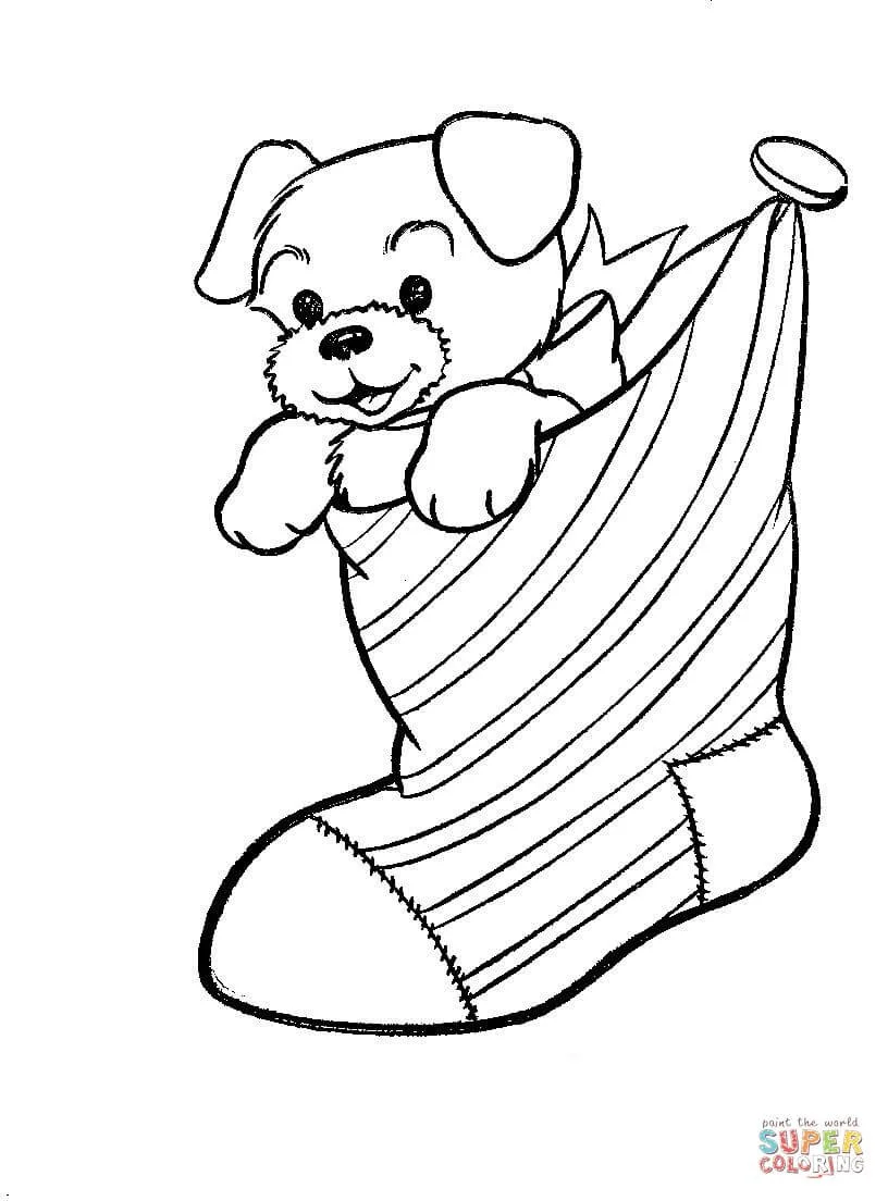 Christmas Dogs Coloring Pages 3