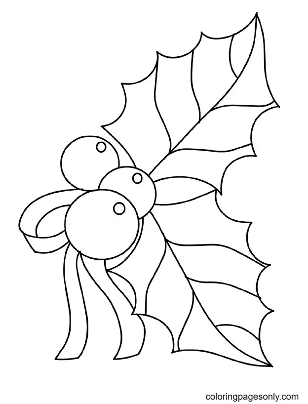 Desenhos de Azevinho de Natal Para Colorir 30