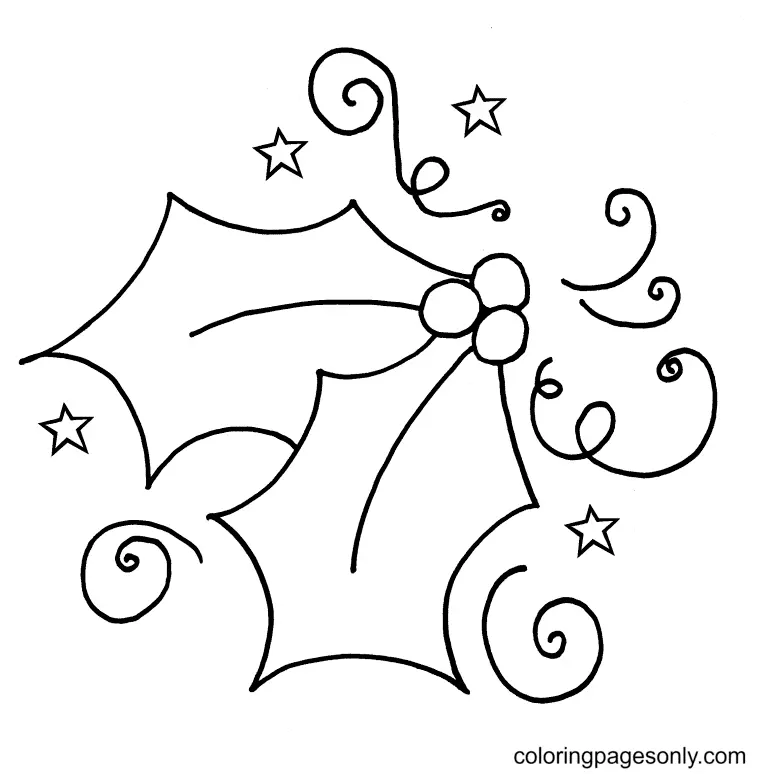 Desenhos de Azevinho de Natal Para Colorir 31