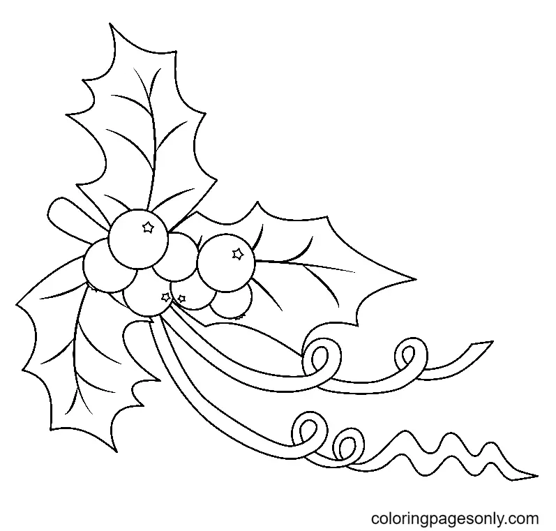Desenhos de Azevinho de Natal Para Colorir 54