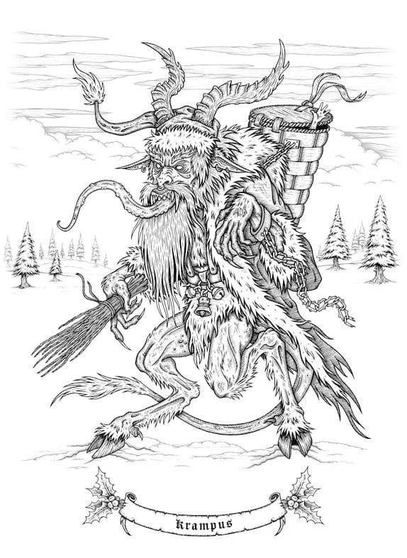 Desenhos de Krampus de Natal Para Colorir 27