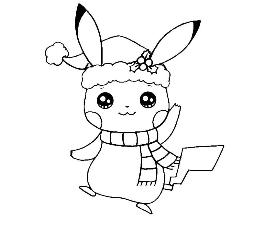Desenhos de Pikachu de Natal Para Colorir 10