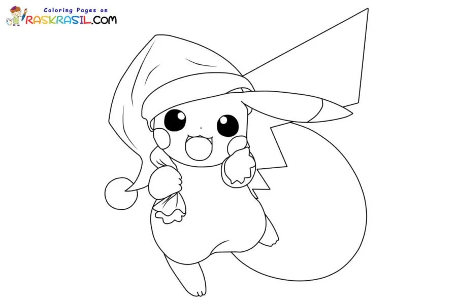 Desenhos de Pikachu de Natal Para Colorir 16