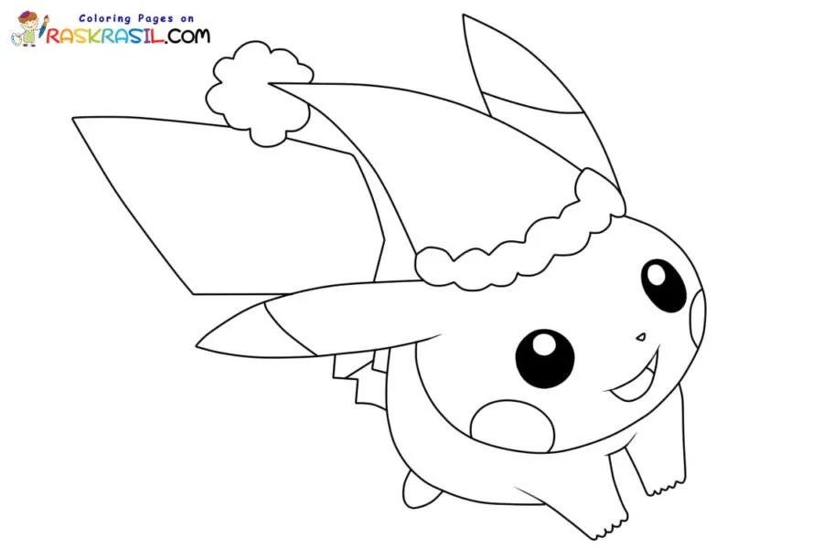 Desenhos de Pikachu de Natal Para Colorir 17